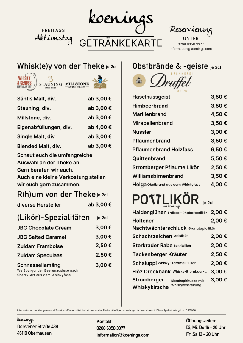 Whisky, Rum, Likör, Obstbrand
